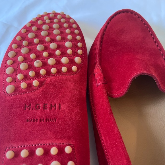 M. Gemi Red Suede Driving Loafers - Picture 9 of 9